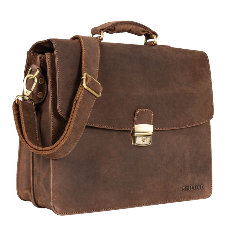 "Loris" Briefcase Clássico Couro Grande 