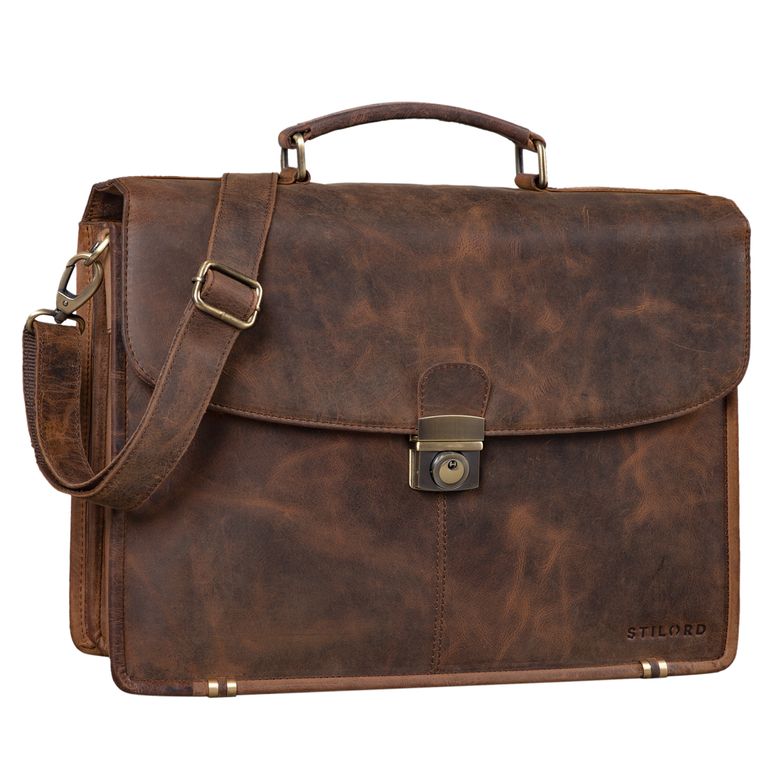 "Miguel" Classic Briefcase Leather Men