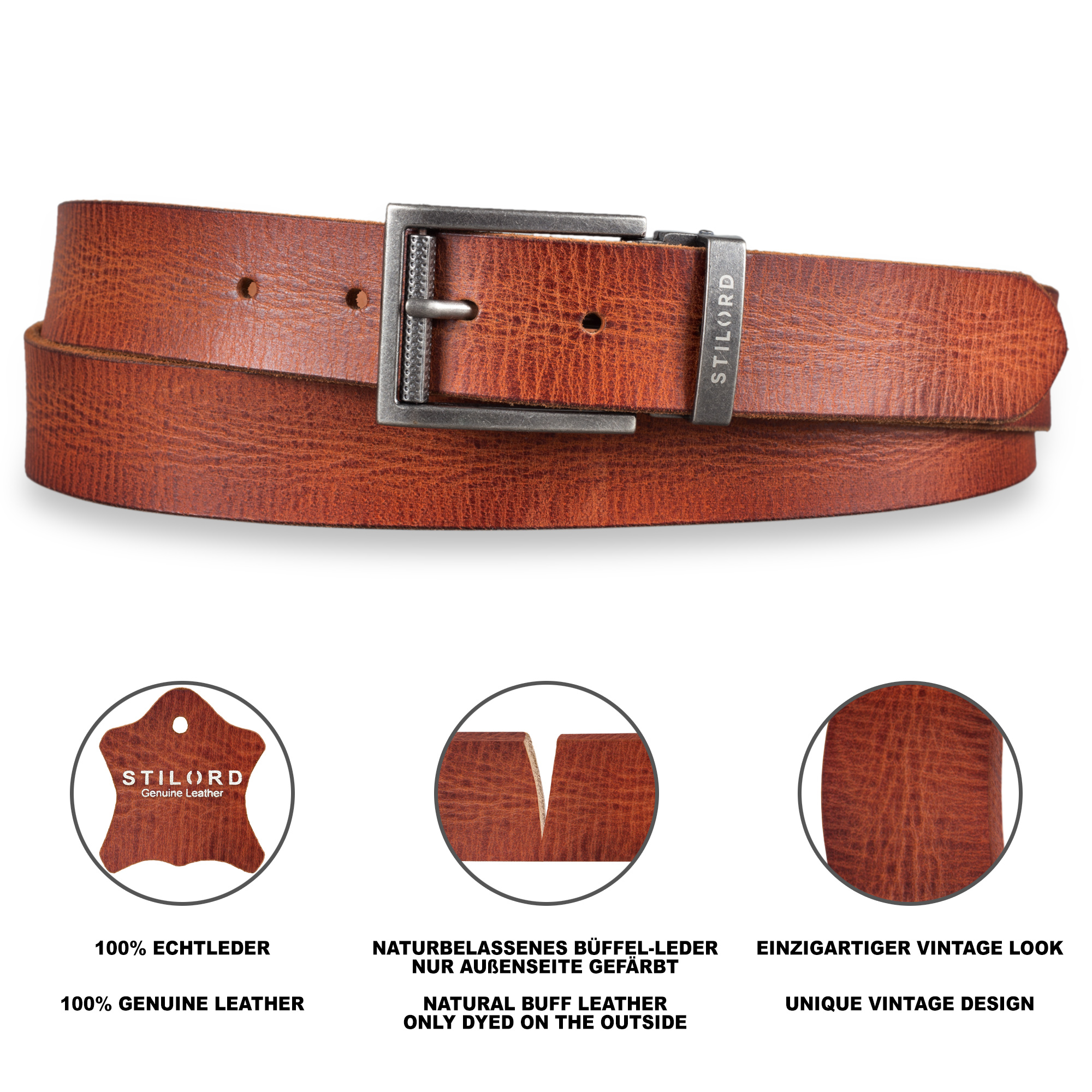 [Bundle] Leather Belt Brown for Men STILORD