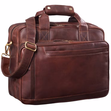 "Excelsior" XXL Real Leather Briefcase for Men 17+ Inch Laptop