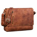 STILORD Oxford' vintage schoudertas voor heren, voor 13 inch tablet, MacBooks en iPad, schoudertas, messenger bag, echt leer, DIN A4, eiken - bruin, Large