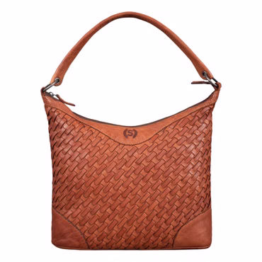 "Chiara" Bolsa Feminina de Couro Cognac Grande Shopper
