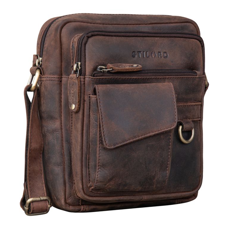 "Ryan" Couro de Couro Masculino Saco Crossbody