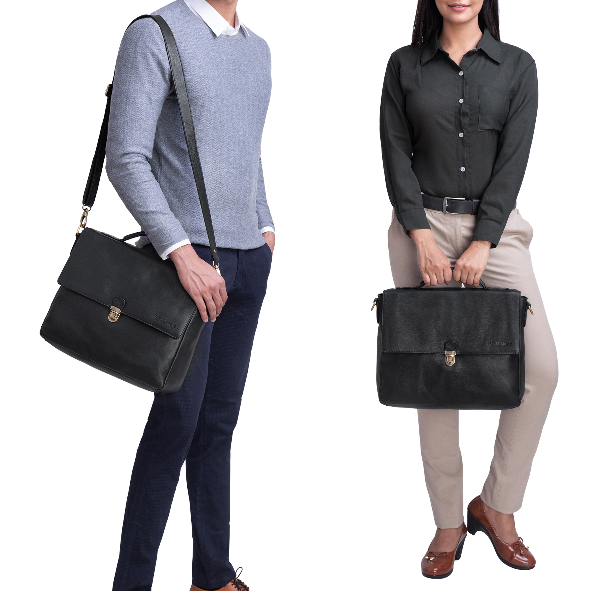 "Chase" Mens Work Bag Leather STILORD