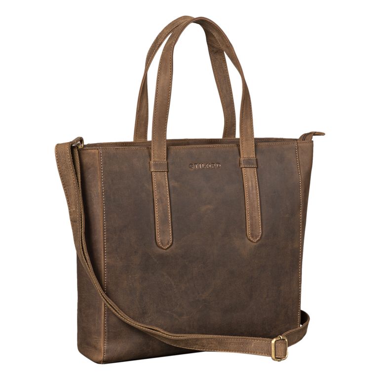 "Rachel" Leather Tote Bag with Zip