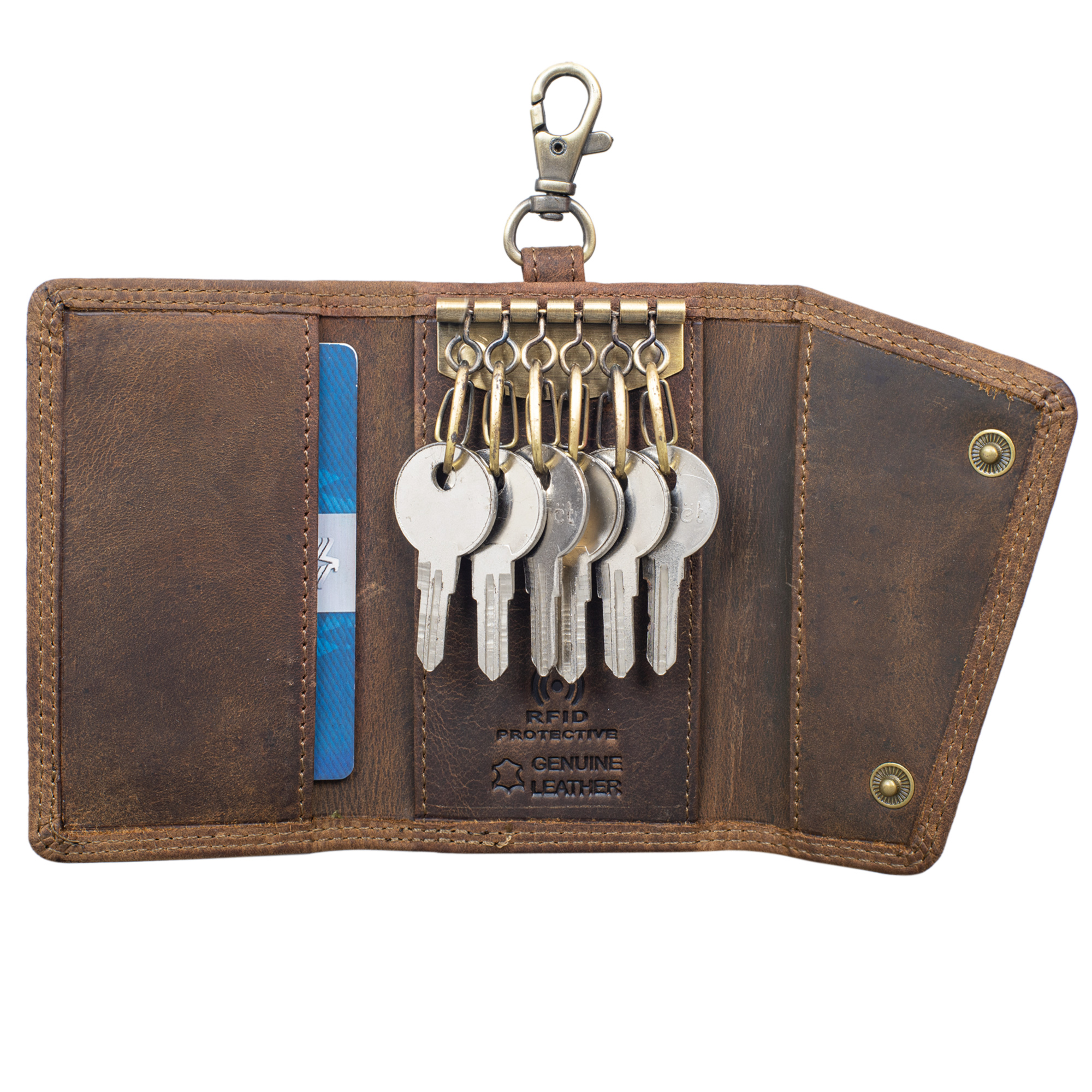 Contact's Genuine Leather RFID Protected Men's Keychain Wallets