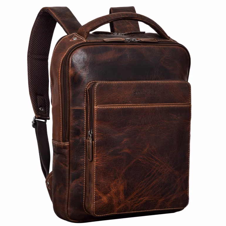 "Nicky" Leren Laptoprugzak 13 Inch Vintage Voor Dames En Heren Medium