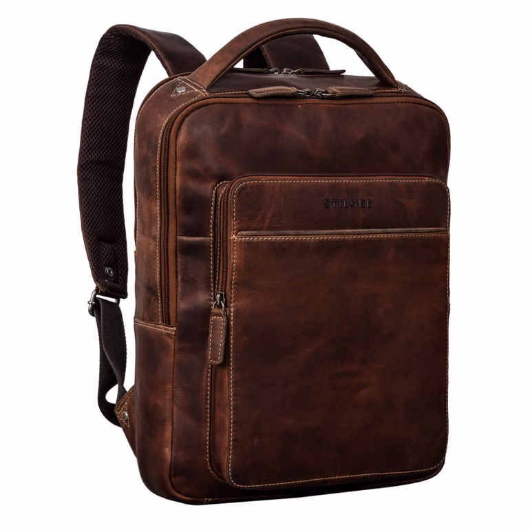 "Nicky" Leren Laptoprugzak 13 Inch Vintage Voor Dames En Heren Medium