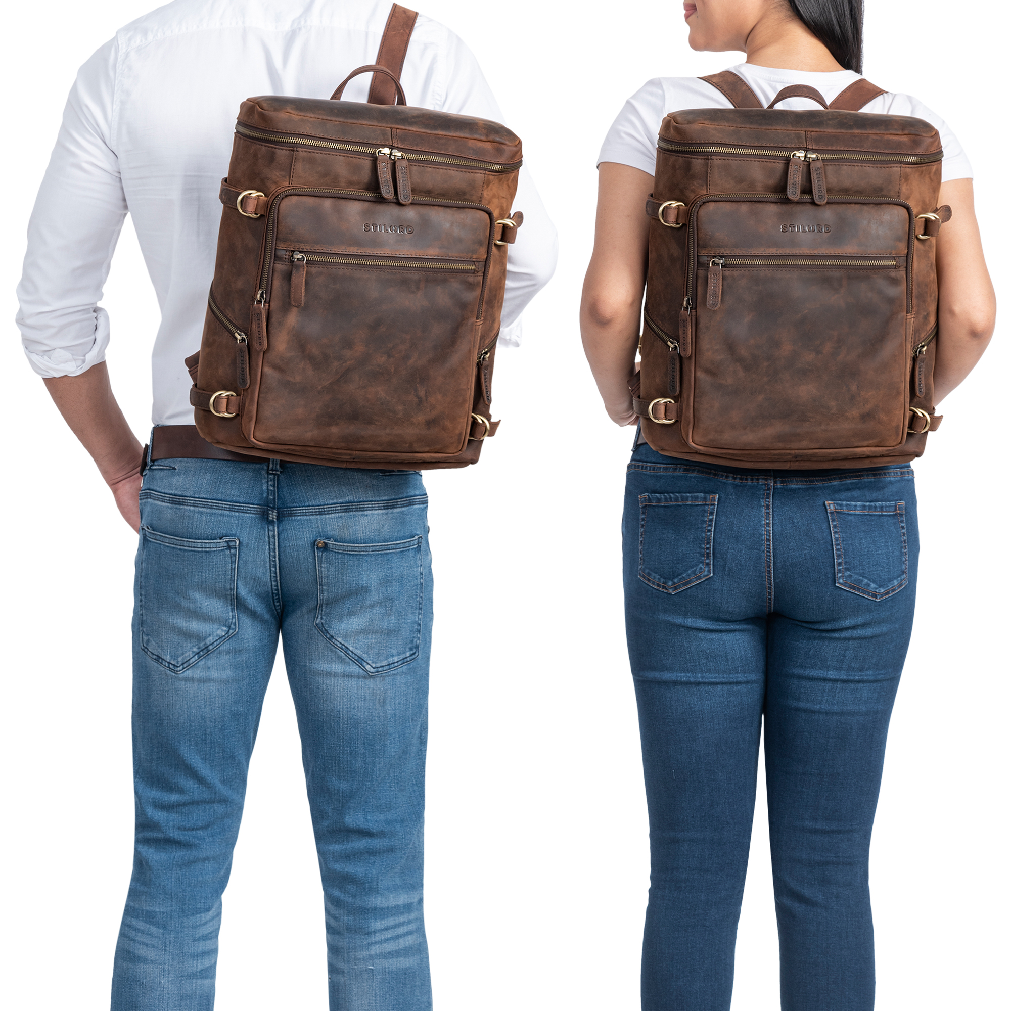 STILORD 'Reggie' XL Lederen Rugzak Heren Werk Leren Laptop Rugzak 15-17 Inch Groot Leer Rugtas Ademend Vintage Rugzakken voor Koffer en Reizen, Kleur:maraska - bruin