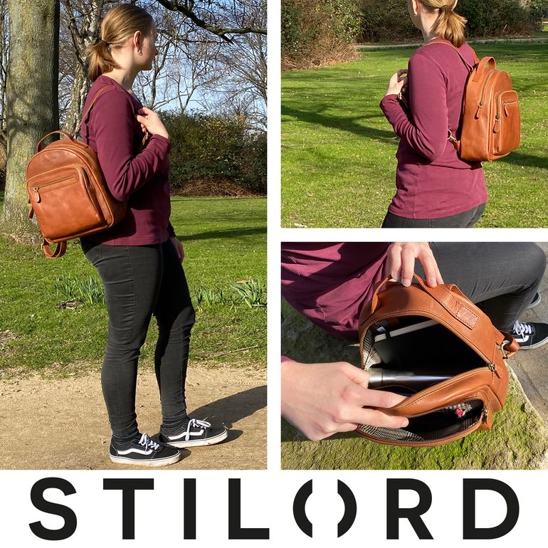 STILORD Kima Kleine Rugzak Dames Vintage Lederen Rugzak Vrouwen Rugzak Handtas Mini Daypack Dames Rugzak Echt Leder Kleur:prestige - bruin