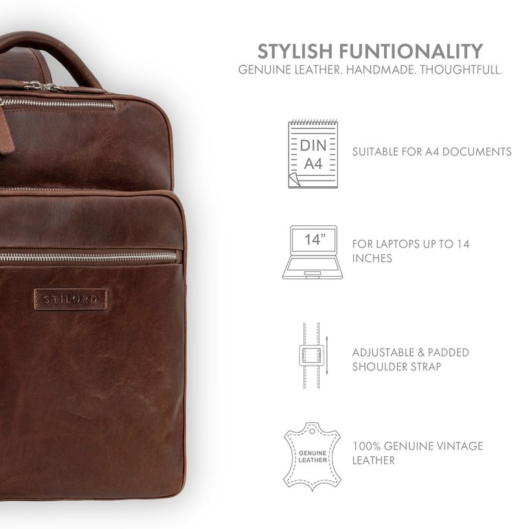 Kaya" Premium Womens Leather Backpack Elegant 14 Inch Laptop Rucksack for  Women | STILORD