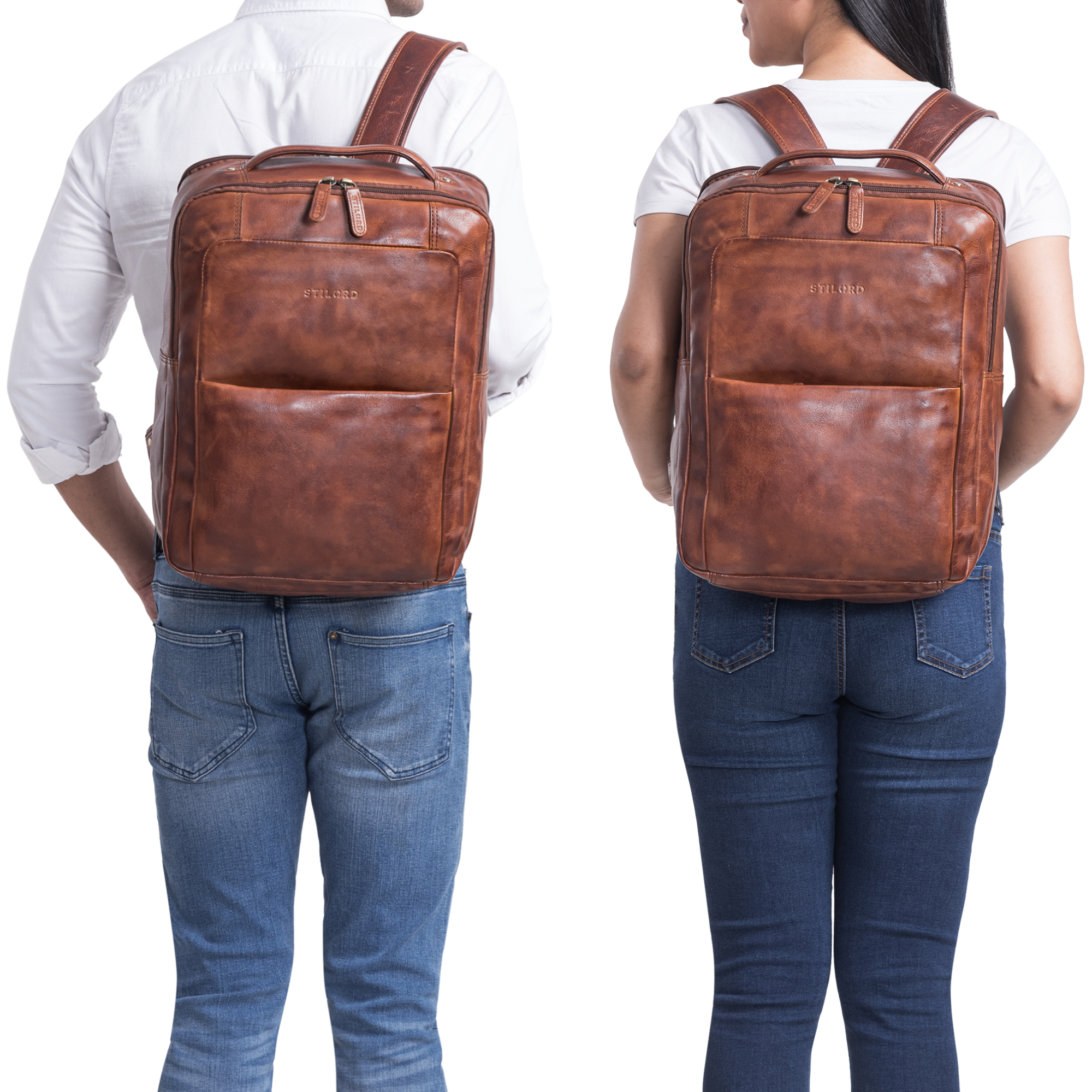 "Balduin" Large Leather Laptop Backpack STILORD