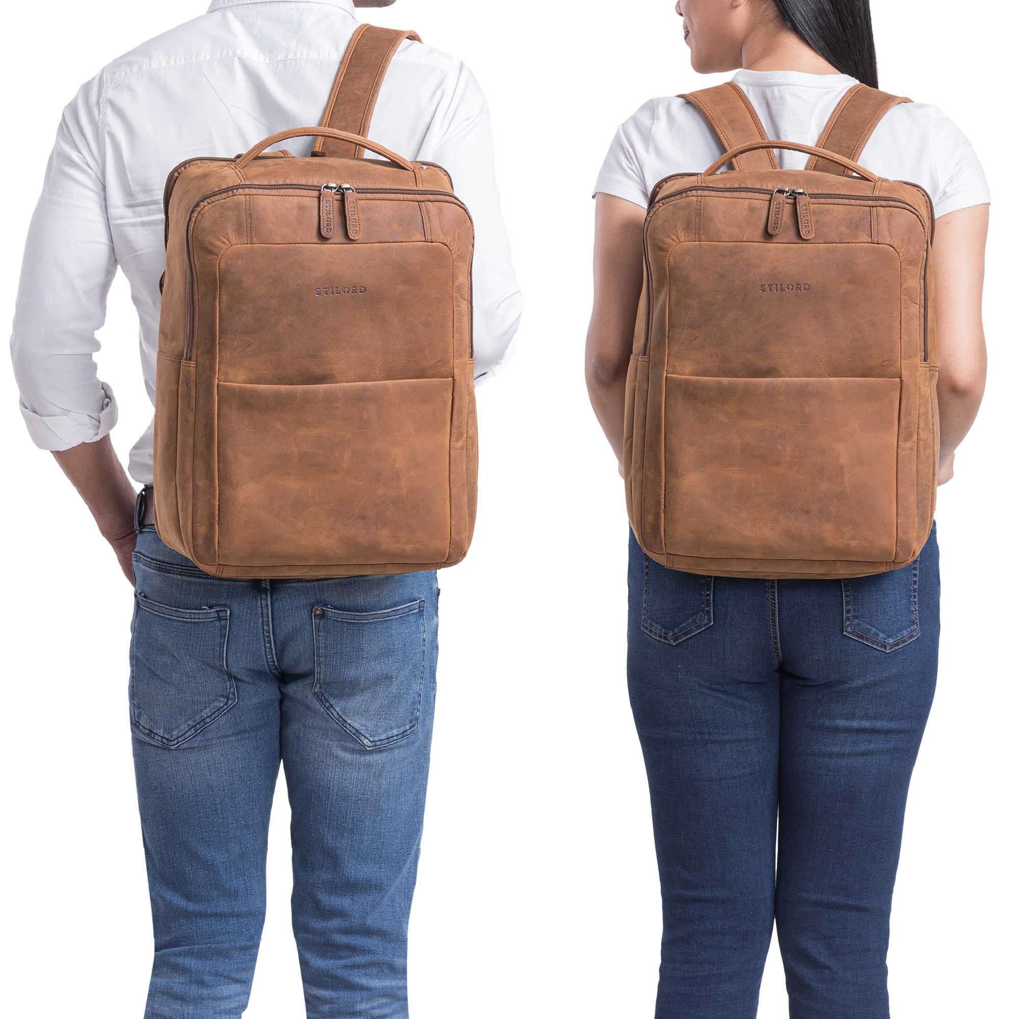 "Balduin" Large Leather Laptop Backpack STILORD