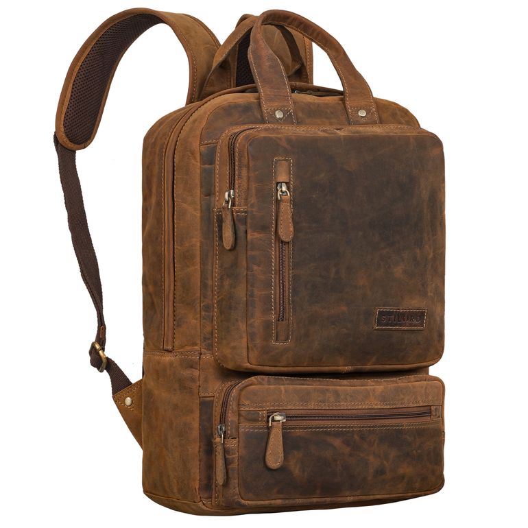 "Trinity" Spacious Leather Backpack with Laptop Compartment