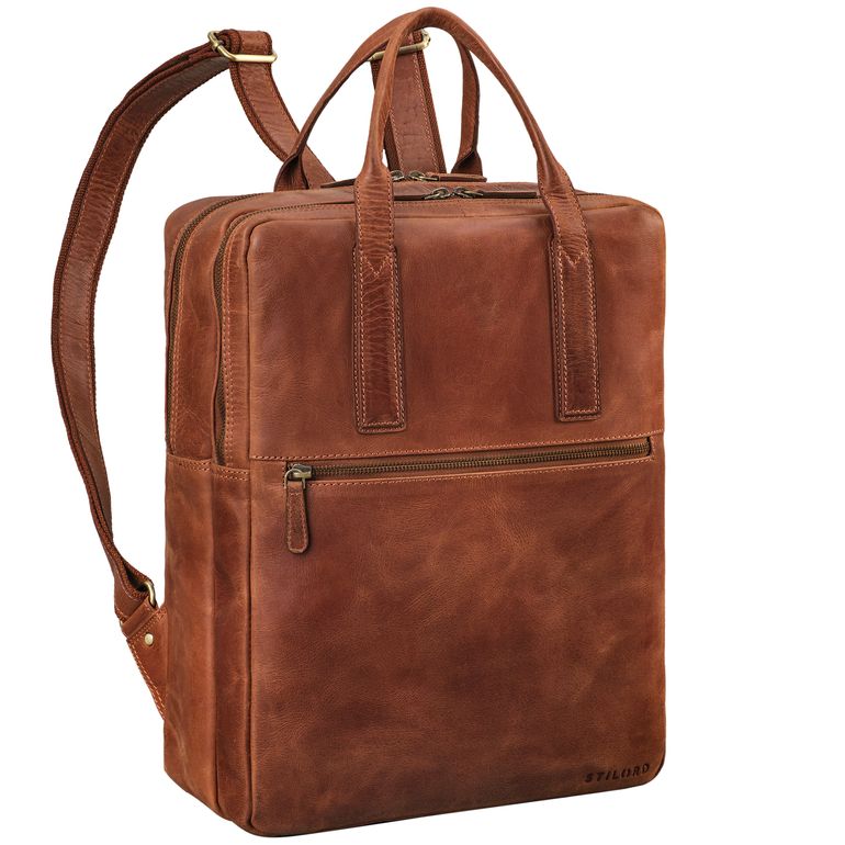 "Boris" leather business backpack with handle