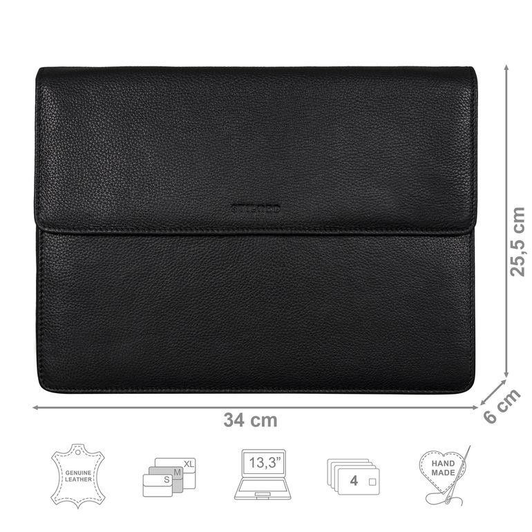 STILORD ‘Josh’ Leather Conference Folder A4 Vintage Business Ap With Zip And Ring Binder