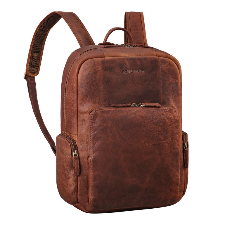 "Florian" Spacious Leather Backpack Mens 16 Inch