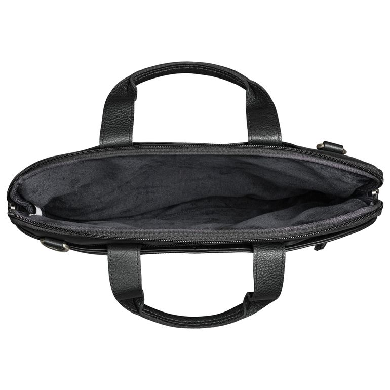 STILORD 'Ross' Vintage Leren Laptoptas 14 Inch Compact Smal Aktetas voor Dames en Heren Shoudertas Werk Reizen Business, Kleur:zwart