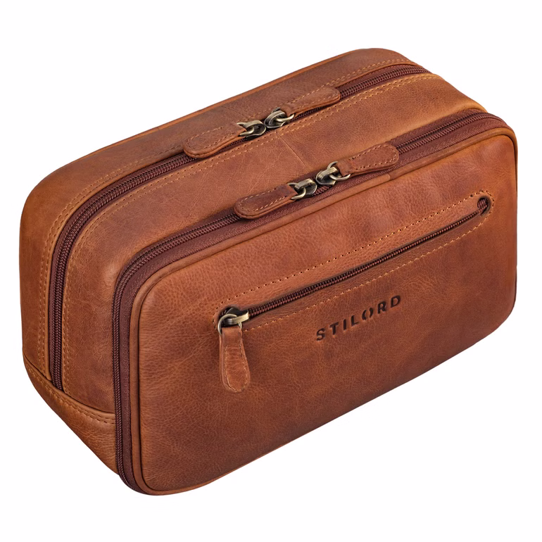"Voyager" Vintage Necessaire Couro Grande para Homens e Mulheres