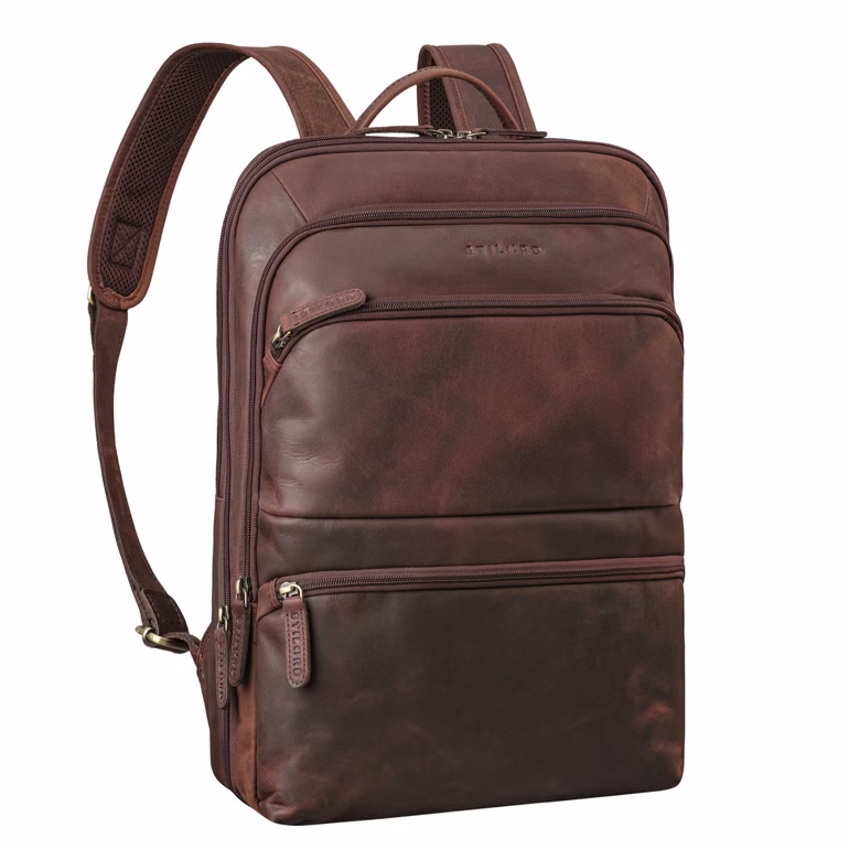 "Giuseppe" Slim Leather Laptop Backpack 15.6 Inch