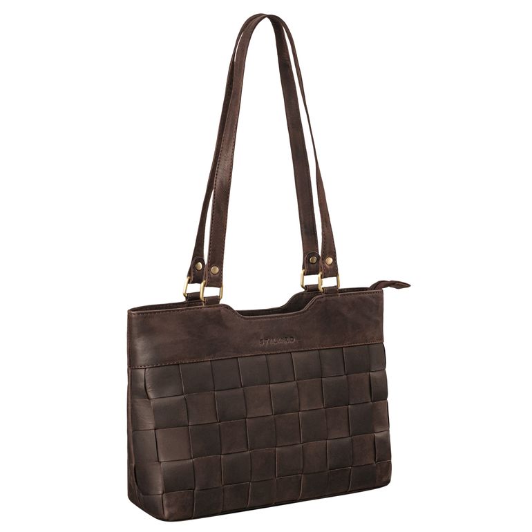 "Phoebe" Vintage Leather Woven Handbag Women