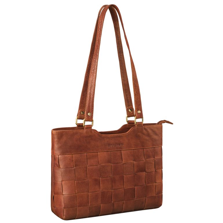 "Phoebe" Vintage Leather Woven Handbag Women