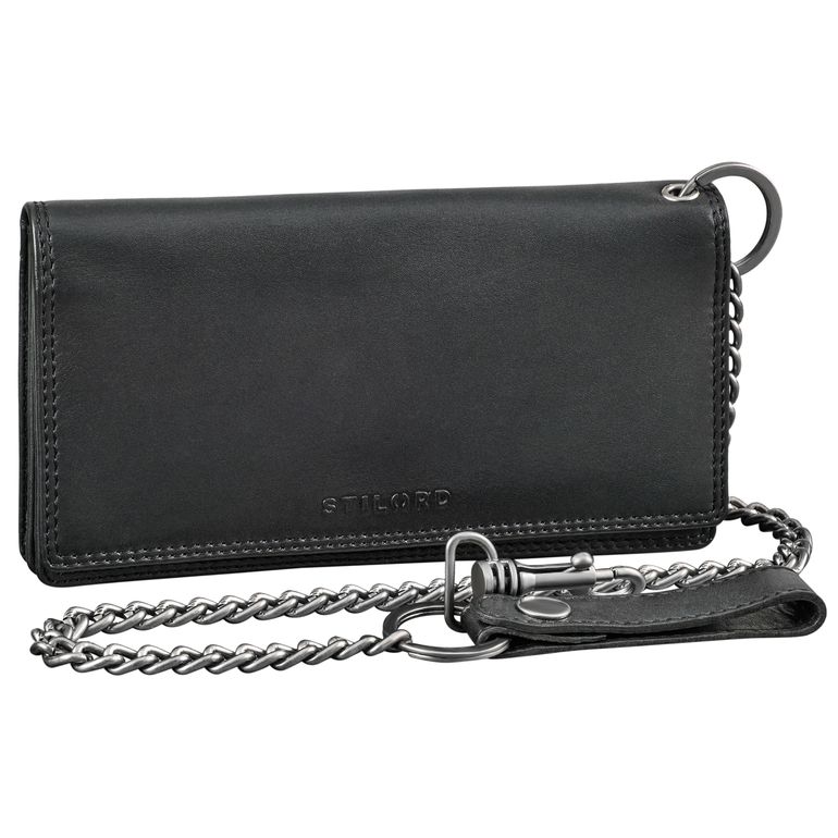 "Leonidas" Leather Wallet Men with Chain RFID