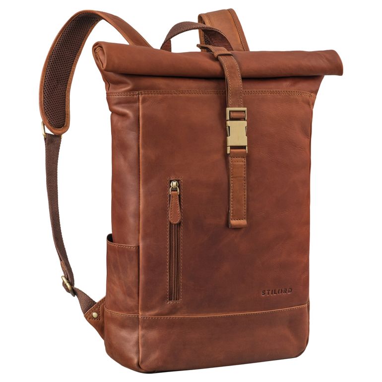 "Harriet" Mochila de couro Rolltop