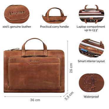 Genuine Leather Leather 13 Inch Laptop Sleeve Silvano