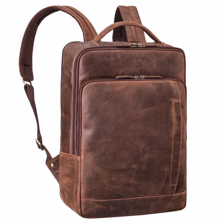 "Emmanuel" Leren Rugzak Groot Heren & Dames Laptop Rugtas 15,6 - 16 Inch