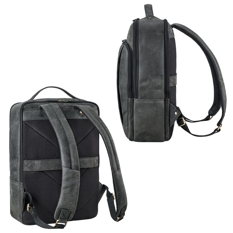 STILORD 'Reggie' XL Lederen Rugzak Heren Werk Leren Laptop Rugzak 15-17 Inch Groot Leer Rugtas Ademend Vintage Rugzakken voor Koffer en Reizen, Kleur:zwart