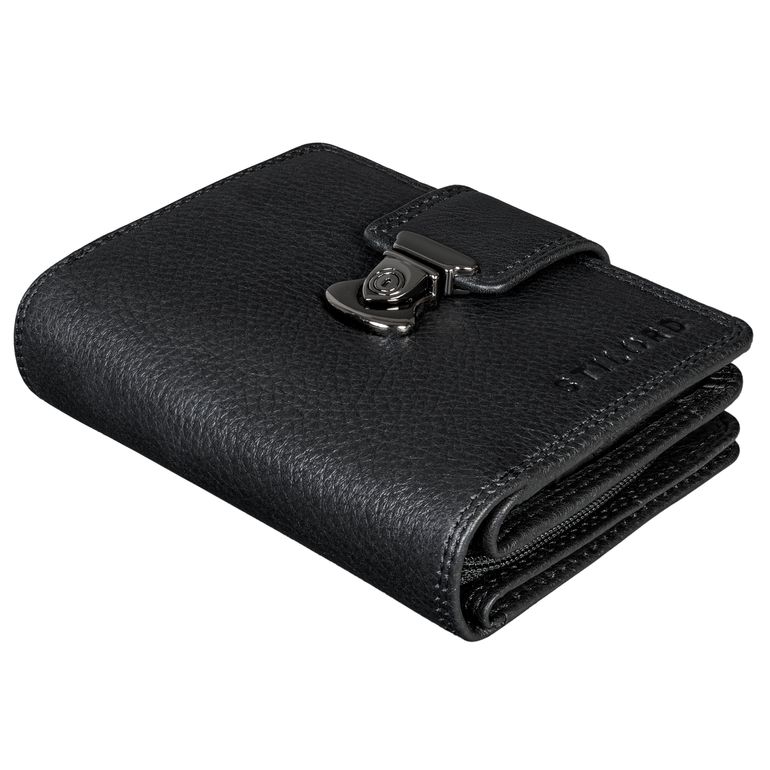 "Reese" Elegant leather rfid wallet men ladies zip purse Vertical