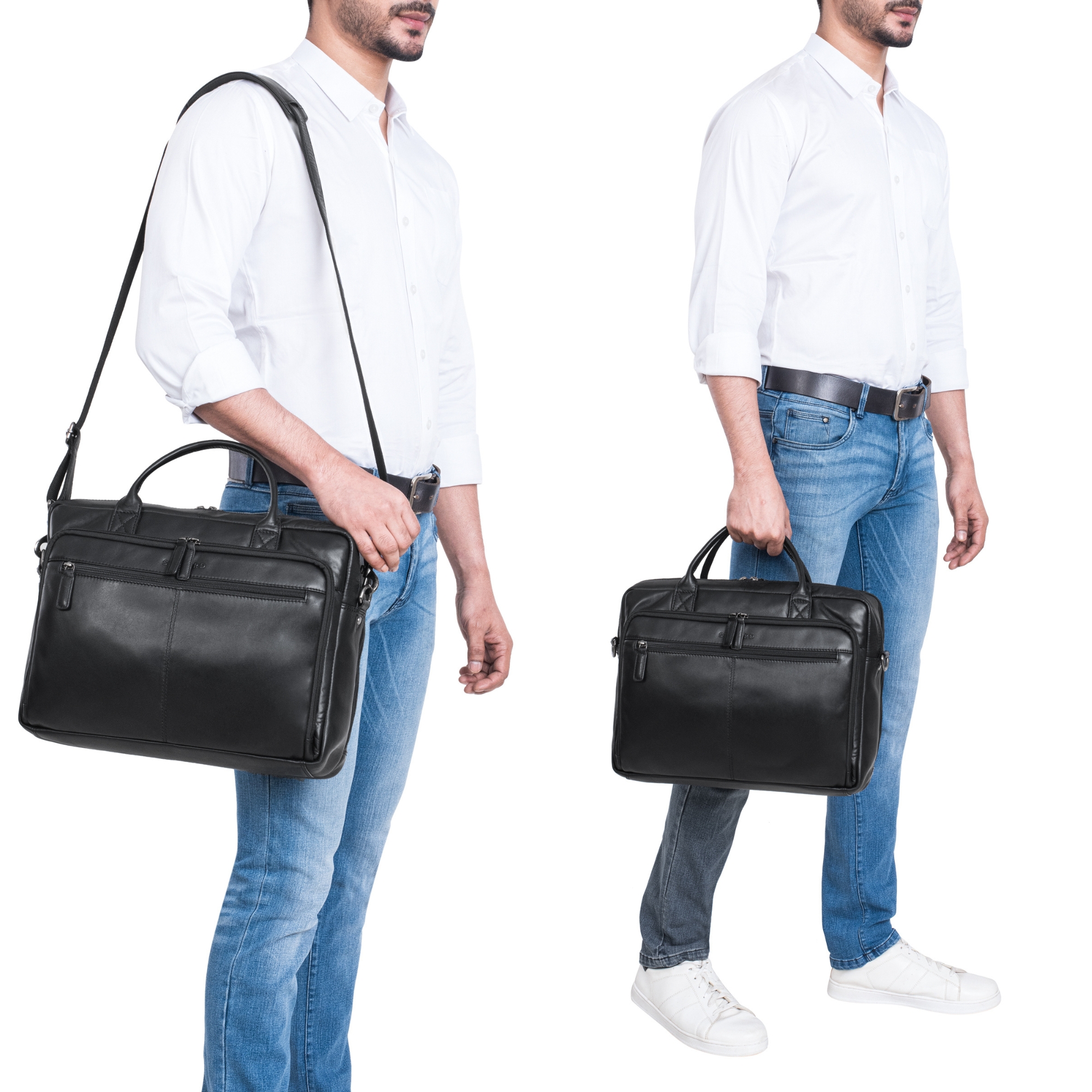STILORD 'Ansgar' Flexibele Leren Aktetas Heren en Dames Docententas Vintage Leren Schoudertas 18 Inch Laptoptas Zakelijk Bevestigbaar, Kleur:zamora - bruin