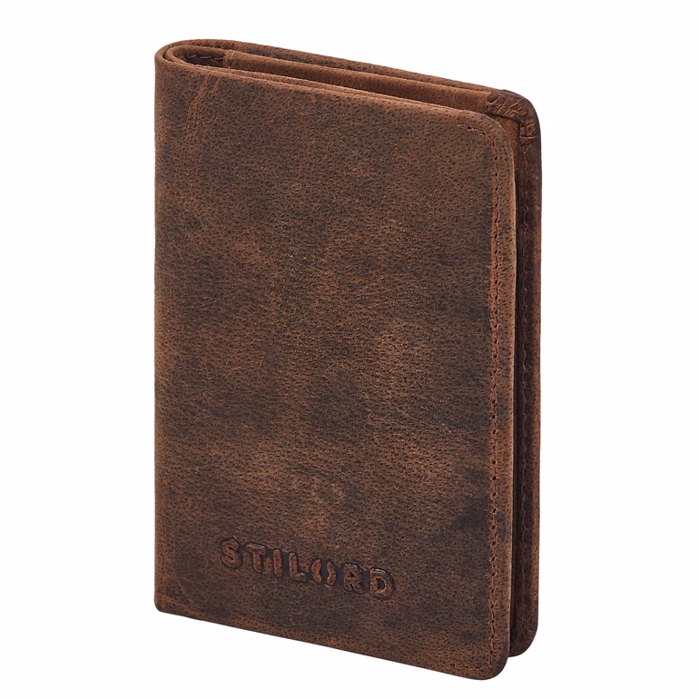 „Ledo“ Carteira Slim Masculina de Couro com Porta-moedas Pequena