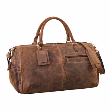 "Jermaine" Large Leather Duffle Bag with Shoe Compartment Men Women