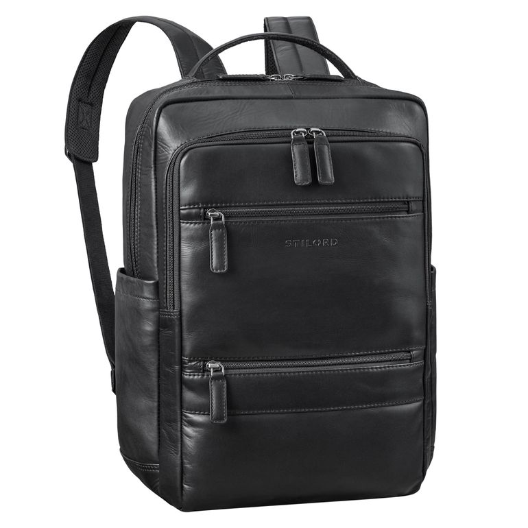 STILORD "Torben" Mochila de Couro para Laptop 15-16” – Grande e com vários compartimentos - Mochila de trabalho estilosa para homens e mulheres com suporte para trolley