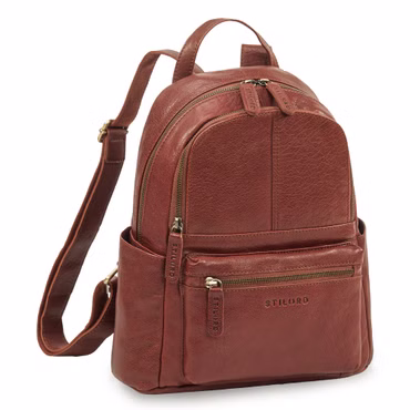 "Berry" Real Leather Backpack Women Small 13 inch Laptop Tablet