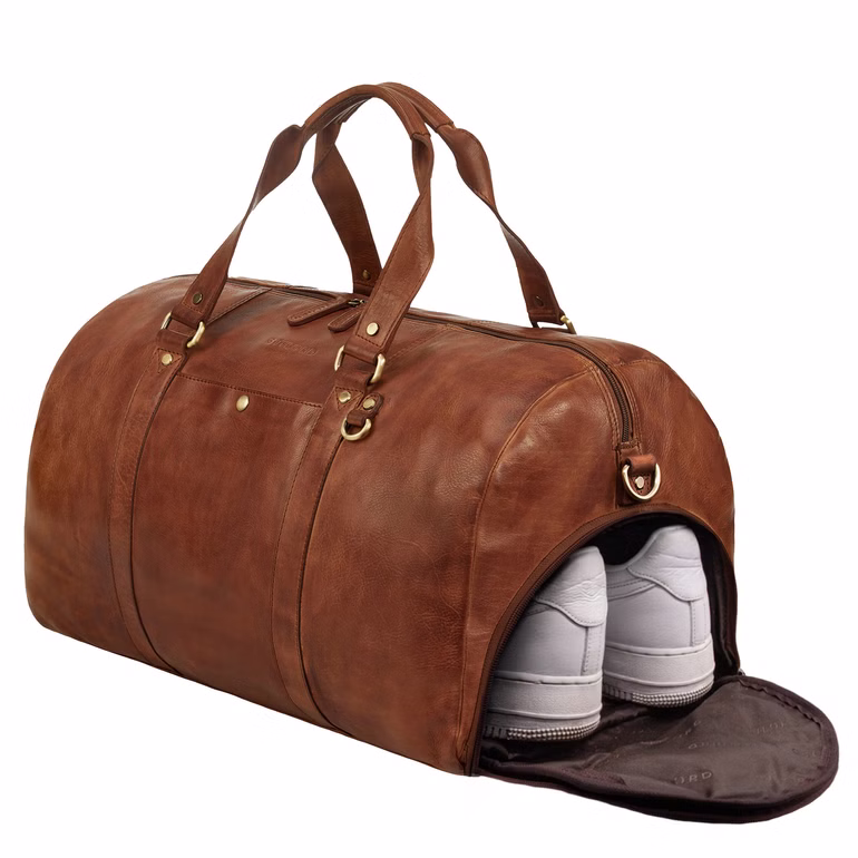 "Ventura" Grote Heren Reistas van Echtleder 40L met Schoenenvak "Ventura" Grote Heren Reistas van Echtleder 40L met Schoenenvak