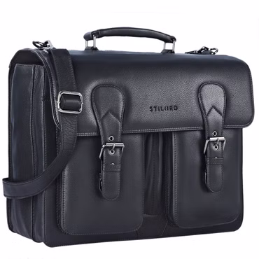 "Denver" Pasta de Couro Masculina Vintage Bolsa Grande para Notebook 15.6 Polegadas