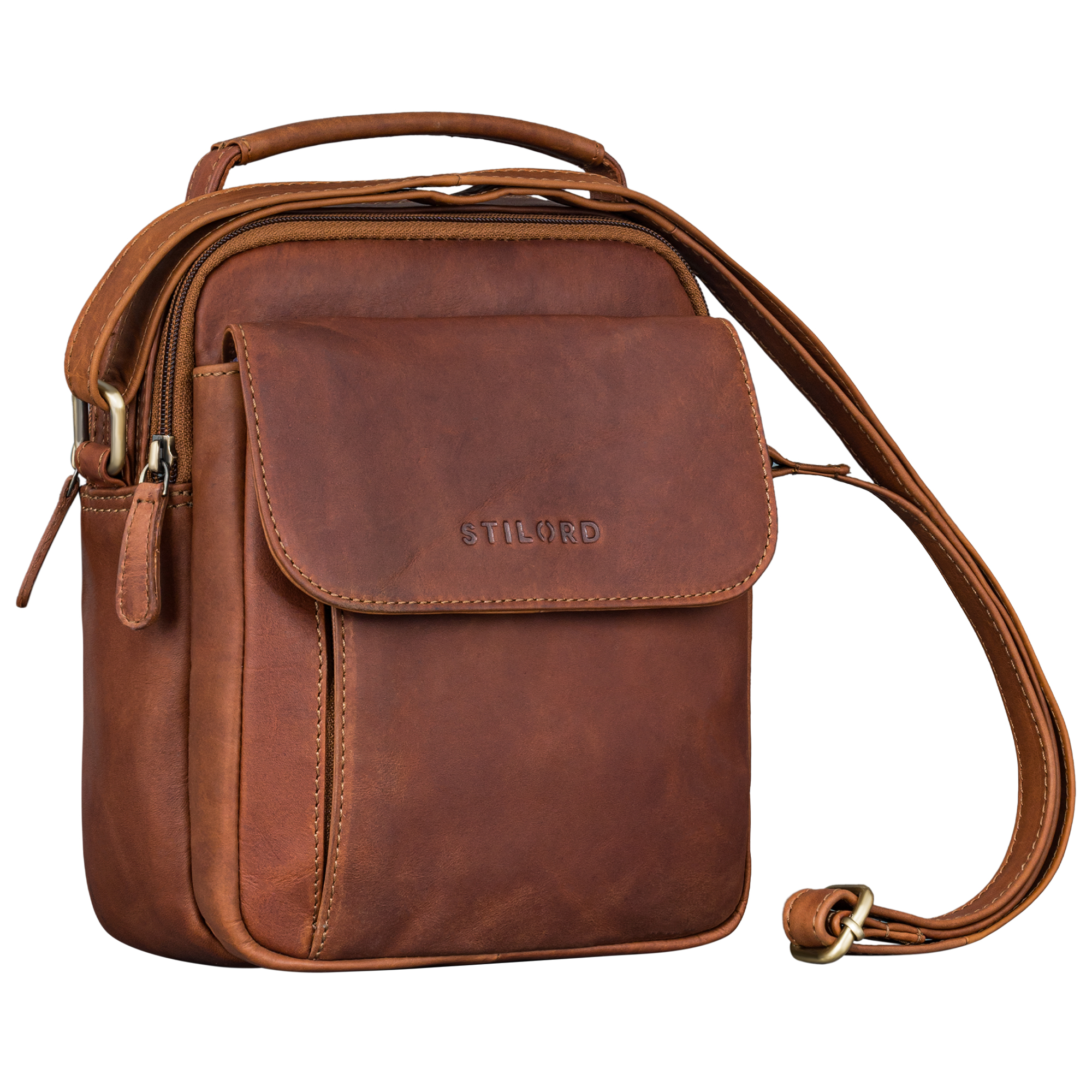 STILORD Vanessa Handtas Dames Medium Leren Schoudertas Grote Leren Handtas Dames Echt Leren Schoudertas Dames Shopper Kleur:aneto - bruin
