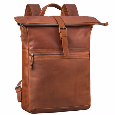 "Tacoma" Leather Rolltop Backpack for 17 Inch Laptop –  Men Women Vintage Leather Rucksack 