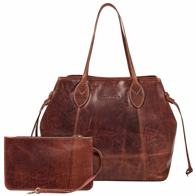 "Camelia" 2-Dílná Shopper Kabelka Dámská Velká Pravá Kůže s Clutch