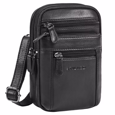 "Tamo" 4-em-1 Bolsa Masculina de Couro Legítimo para Ombro, Cintura, Mosquetão, Peito