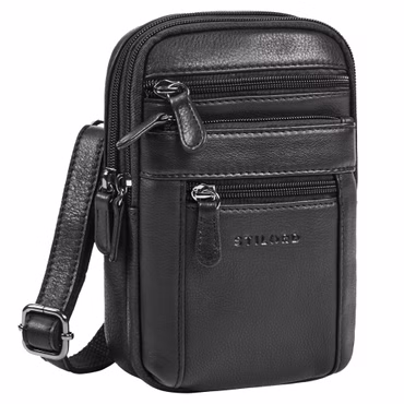 "Tamo" Small Leather Shoulder Bag Mens - Crossbody, Belt Waist, Carabiner & Neck Pouch