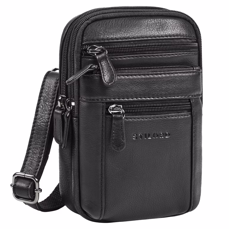 "Tamo" Small Leather Shoulder Bag Mens - Crossbody, Belt Waist, Carabiner & Neck Pouch