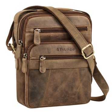 Omar Kleine Leren Schoudertas voor Heren Tablet Tas tot 8,4 Inch