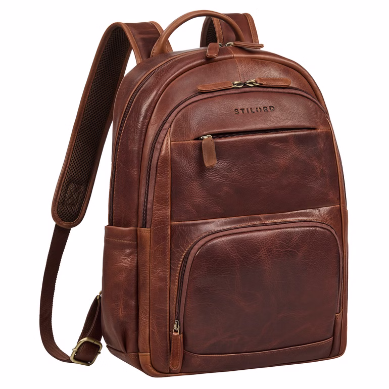 "Harlow" Læder Rygsæk Herre XL med Laptop Lomme 15-17"