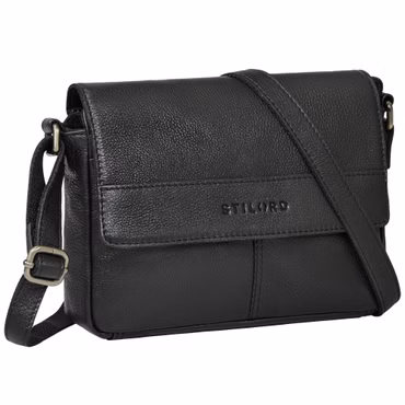 STILORD "Miley" Small Leather Handbag  with Zip & Long Strap