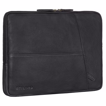 "Cannes" Slim Real Leather Laptop Bag 15.6 Inch Padded Sleeve