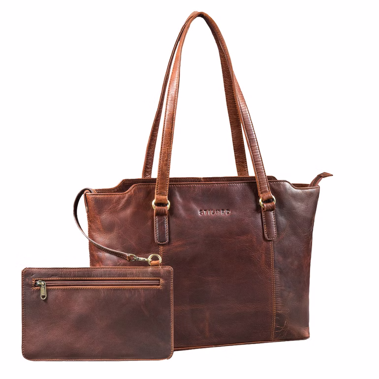 "Livia" Real Leather Shopper Bag for Women 2-Piece Set with Wallet